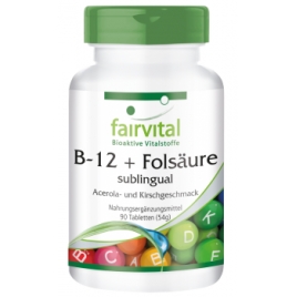 B12 y Ácido Fólico con sabor a acerola-90 caps