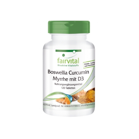 Boswellia Curcumina Mirra con D3 - 120 comprimidos