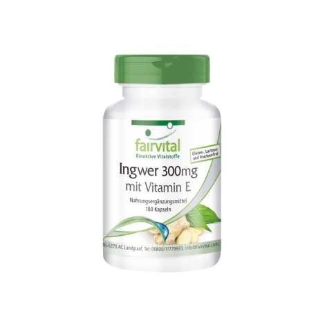 Jengibre 300mg + Vitamina E - 180 Cápsulas